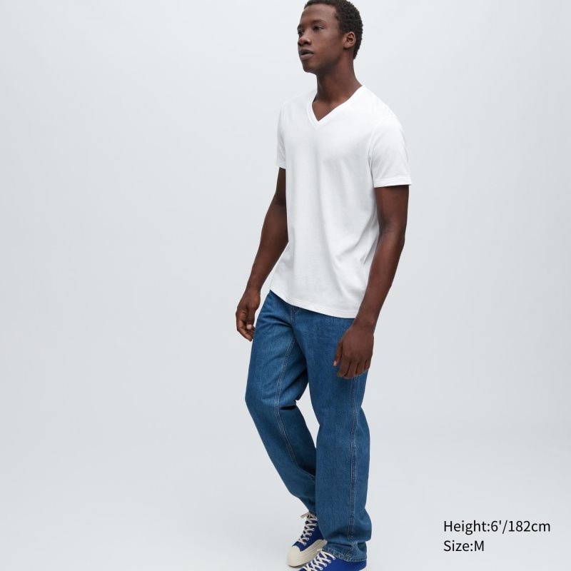 T Shirts Uniqlo Dry Color V-Neck Short-Sleeve Homme Blanche | 1524103