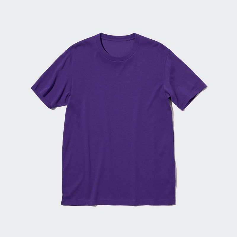 T Shirts Uniqlo Dry Crew Neck Short-sleeve Color Homme Violette | 9857773