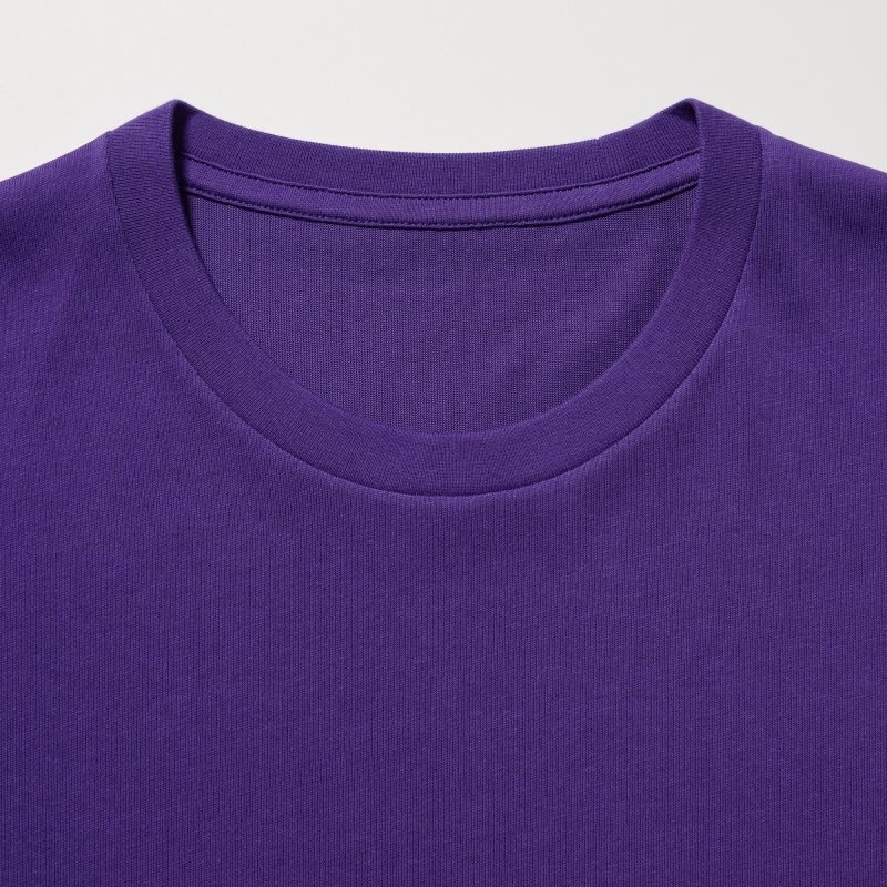T Shirts Uniqlo Dry Crew Neck Short-sleeve Color Homme Violette | 9857773