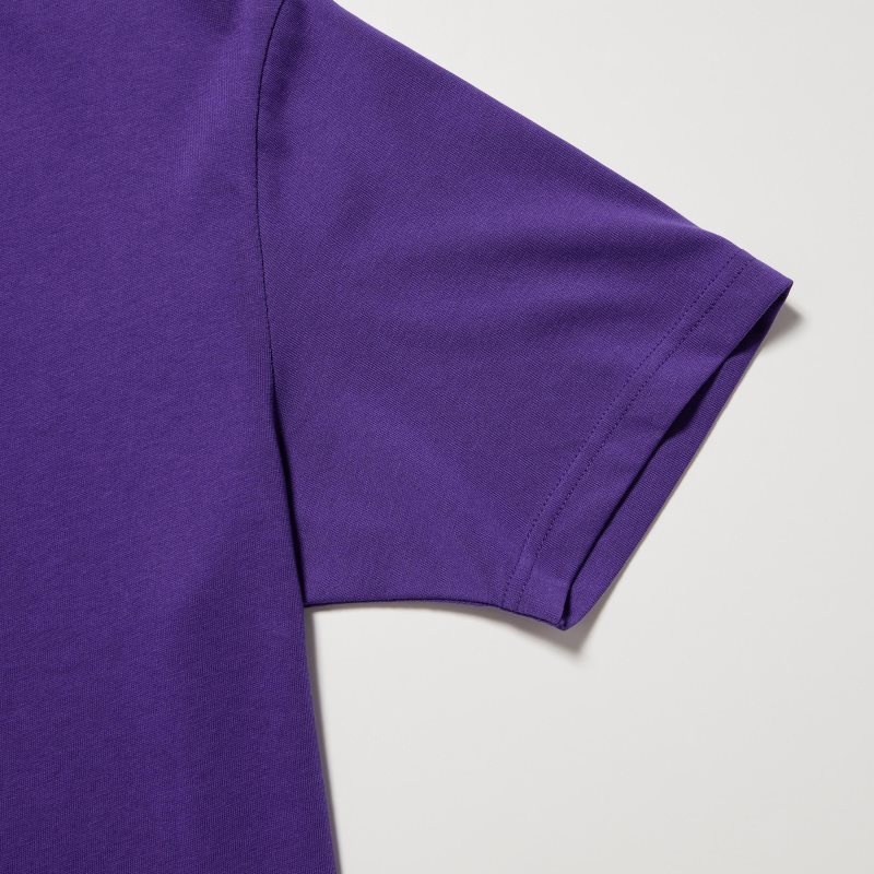 T Shirts Uniqlo Dry Crew Neck Short-sleeve Color Homme Violette | 9857773