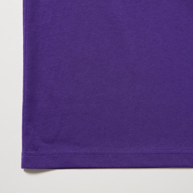 T Shirts Uniqlo Dry Crew Neck Short-sleeve Color Homme Violette | 9857773