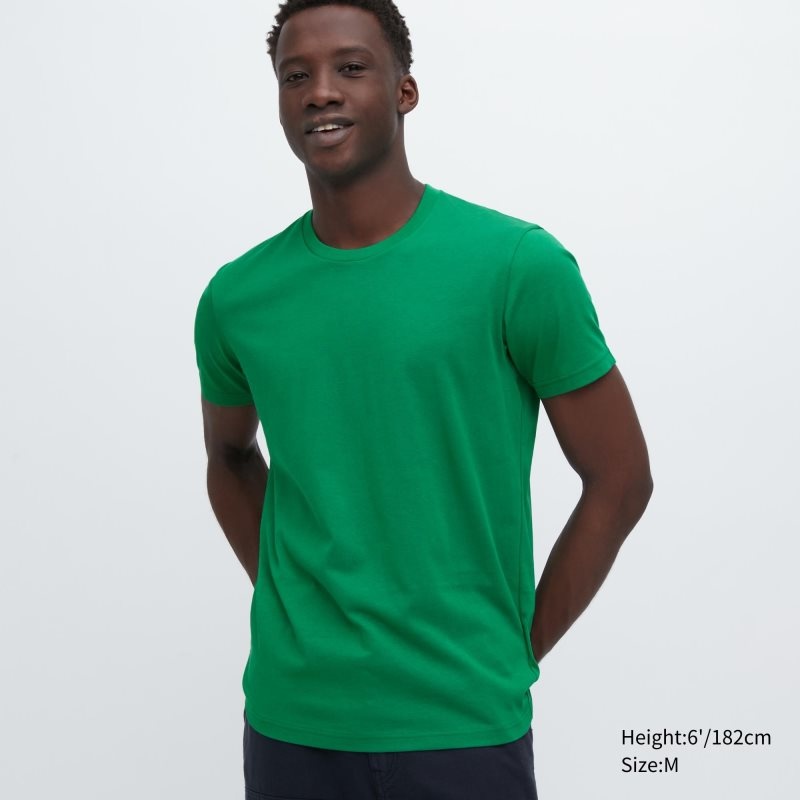 T Shirts Uniqlo Dry Crew Neck Short-sleeve Color Homme Vert | 26972