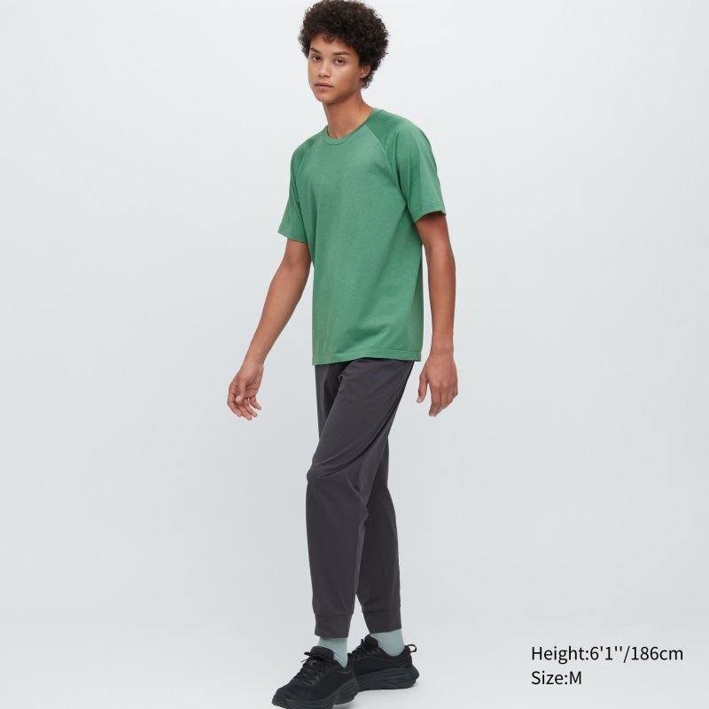 T Shirts Uniqlo Dry-ex Crew Neck Short-sleeve Homme Vert | 8193972