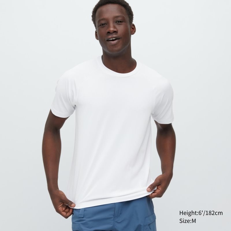 T Shirts Uniqlo Dry-ex Crew Neck Short-sleeve Homme Blanche | 1672702