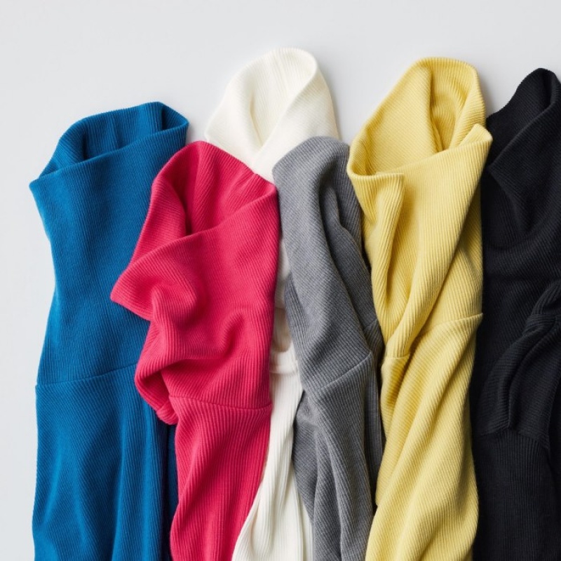 T Shirts Uniqlo HEATTECH Extra Warm Seamless Ribbed Turtleneck Long-Sleeve Femme Rose | 2265649