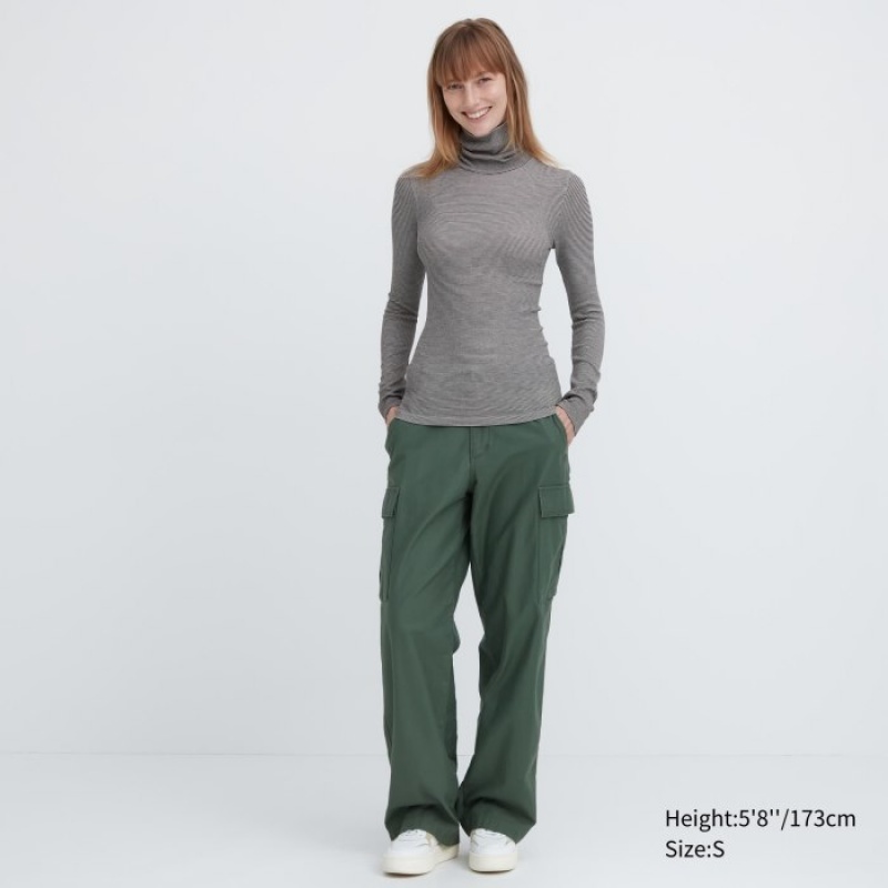 T Shirts Uniqlo HEATTECH Extra Warm Seamless Turtleneck Femme Grise | 4590899