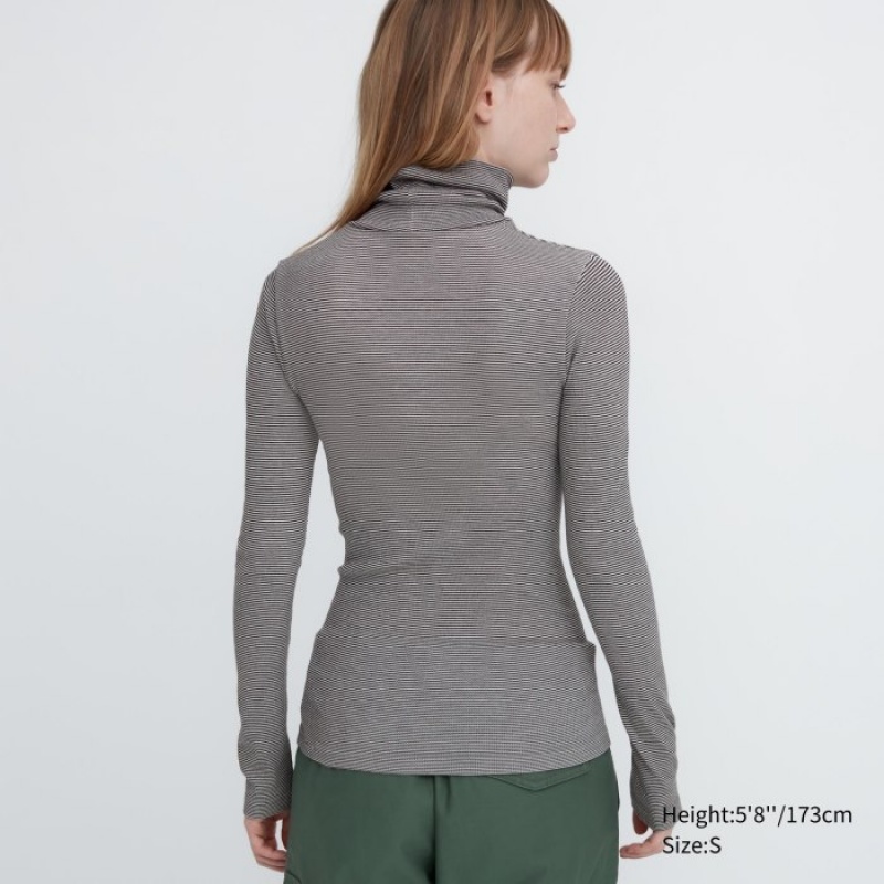 T Shirts Uniqlo HEATTECH Extra Warm Seamless Turtleneck Femme Grise | 4590899