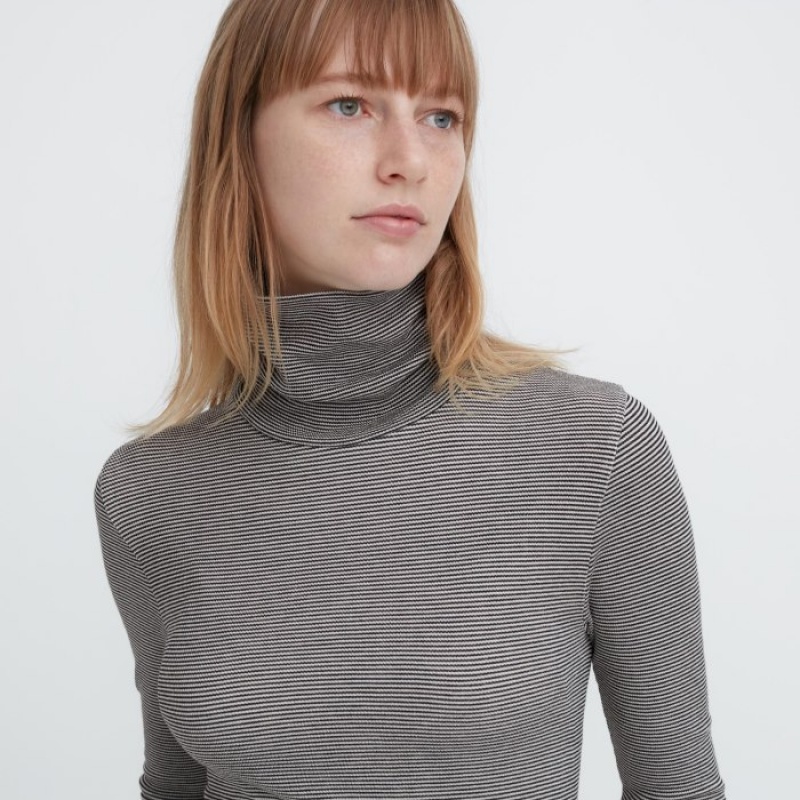T Shirts Uniqlo HEATTECH Extra Warm Seamless Turtleneck Femme Grise | 4590899