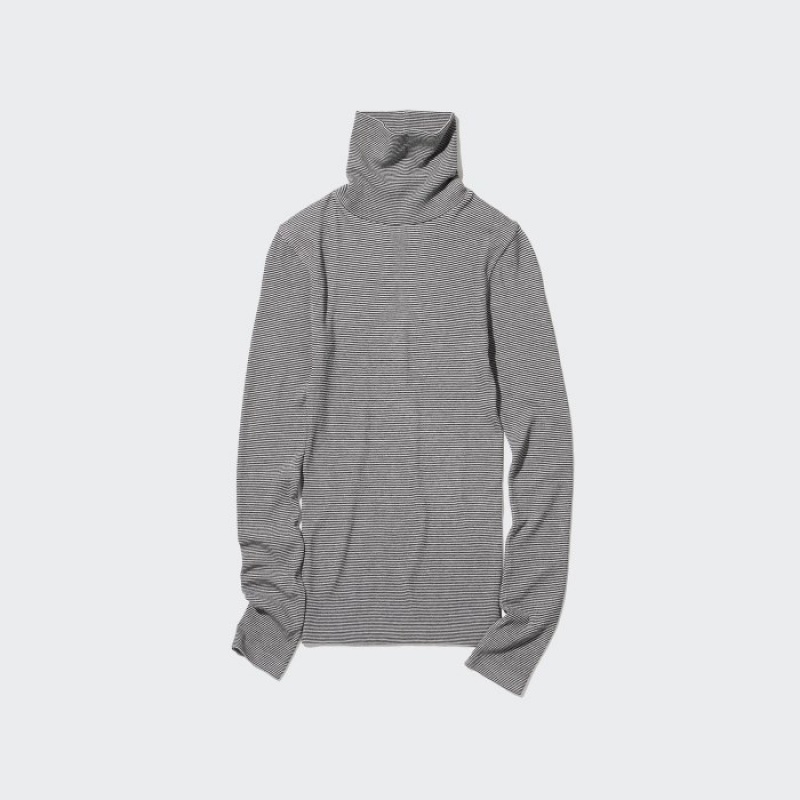 T Shirts Uniqlo HEATTECH Extra Warm Seamless Turtleneck Femme Grise | 4590899