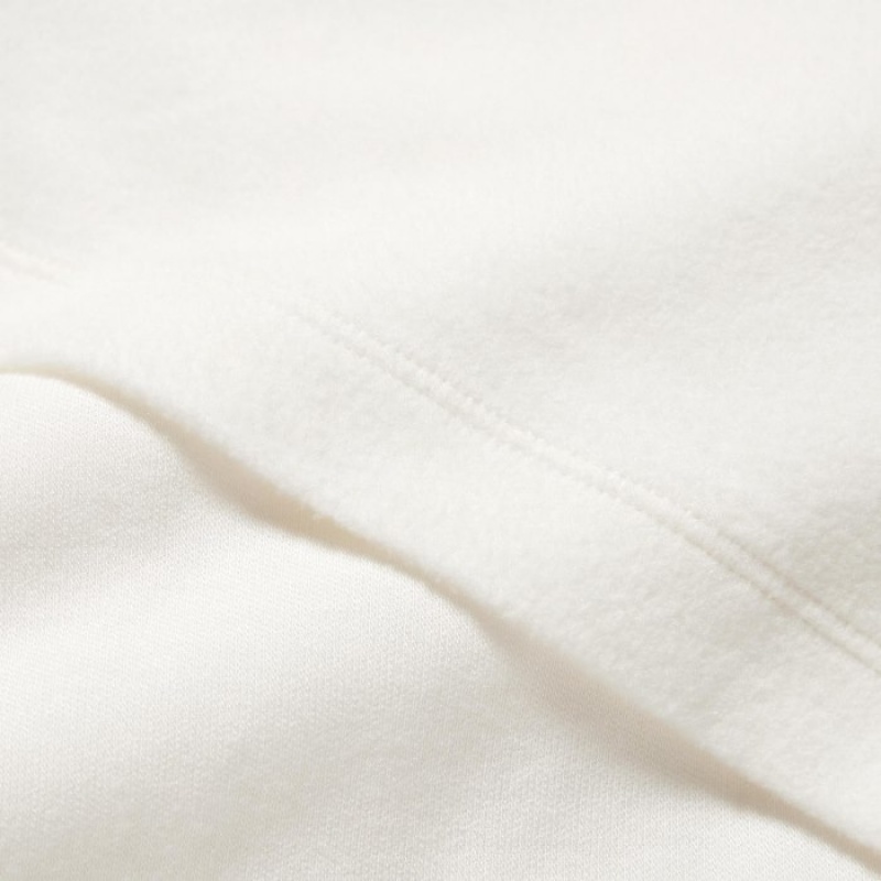 T Shirts Uniqlo HEATTECH Fleece Crew Neck Long-Sleeve Femme Blanche | 3712465