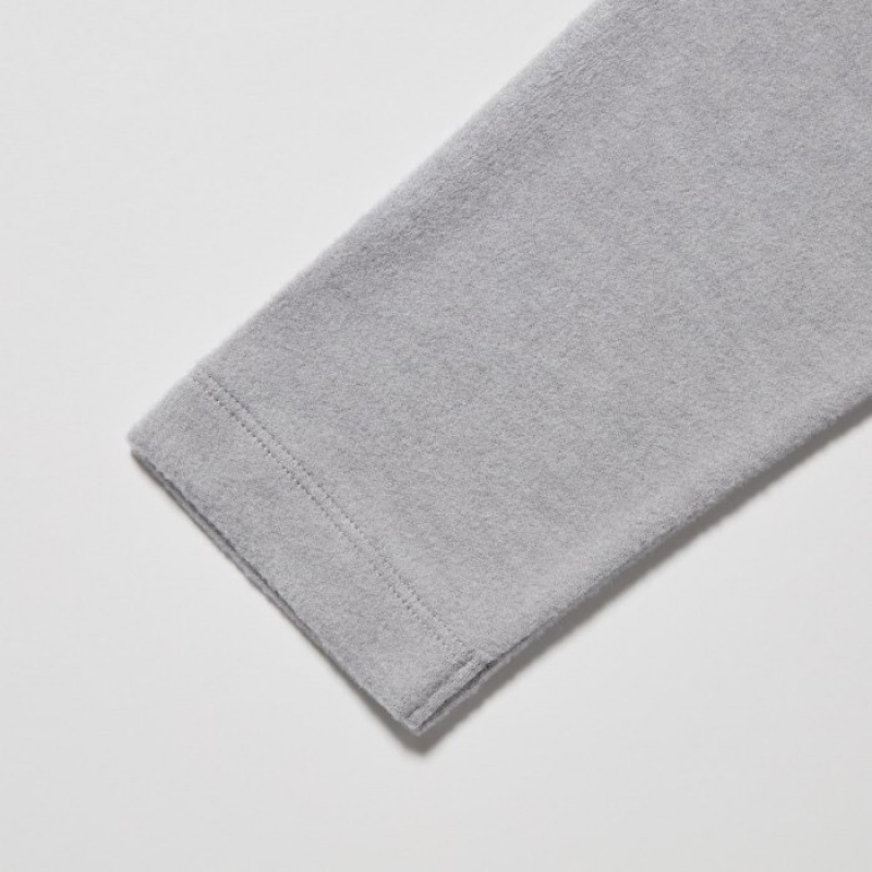 T Shirts Uniqlo HEATTECH Fleece Crew Neck Long-Sleeve Femme Grise | 1506234