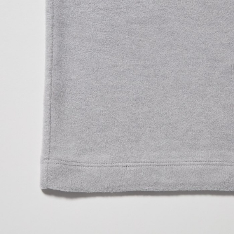 T Shirts Uniqlo HEATTECH Fleece Crew Neck Long-Sleeve Femme Grise | 1506234