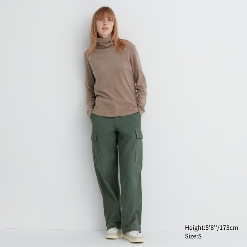 T Shirts Uniqlo HEATTECH Fleece Turtleneck Long-Sleeve Femme Rose | 9187914