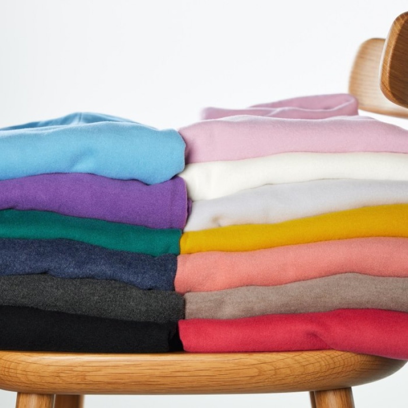 T Shirts Uniqlo HEATTECH Fleece Turtleneck Long-Sleeve Femme Rose | 9187914