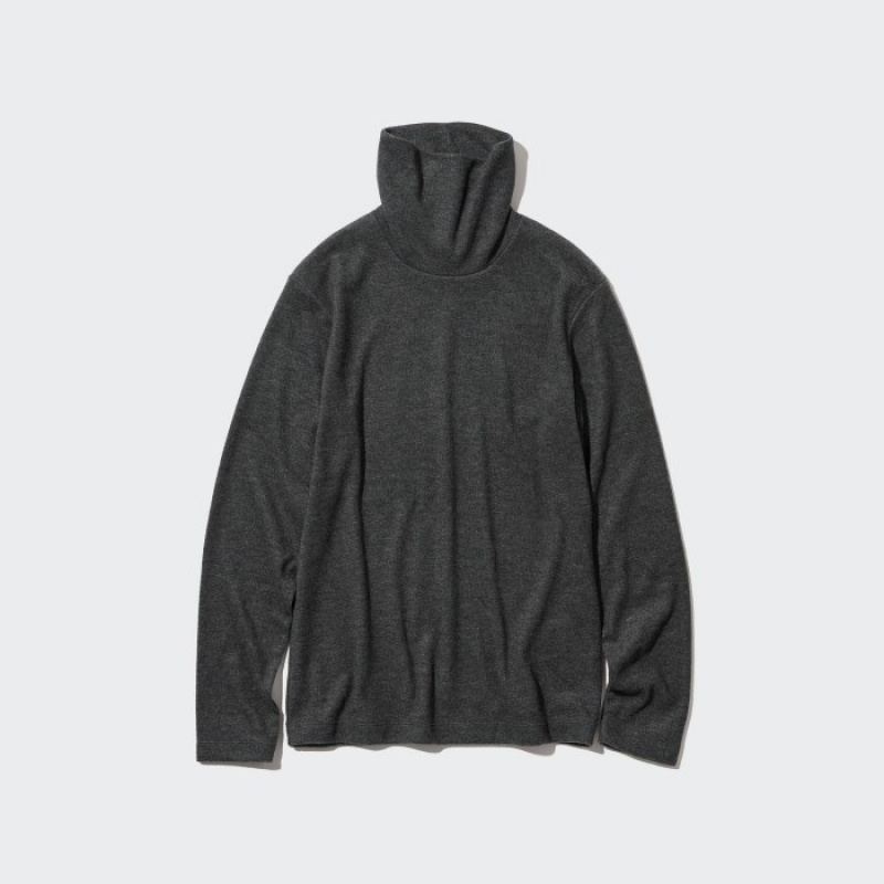 T Shirts Uniqlo HEATTECH Fleece Turtleneck Long-Sleeve Femme Grise | 3654321