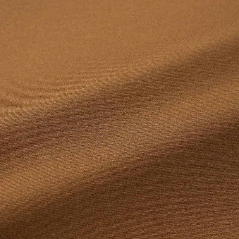 T Shirts Uniqlo HEATTECH Scoop Neck Long-Sleeve Femme Marron | 7918923