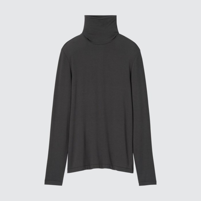 T Shirts Uniqlo HEATTECH Ultra Light Turtleneck Long-Sleeve Femme Noir | 1519967