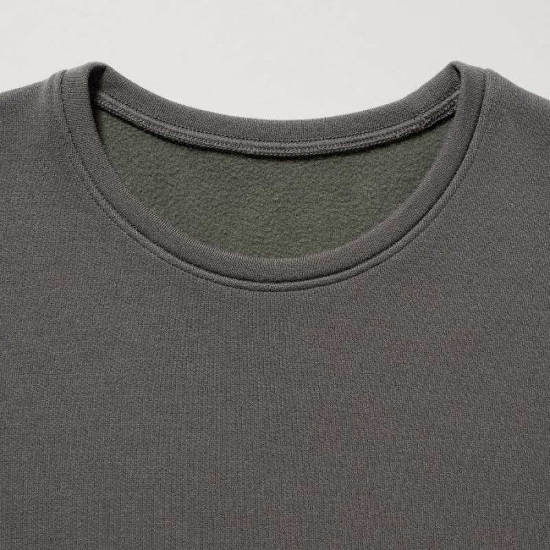 T Shirts Uniqlo HEATTECH Ultra Warm Crew Neck Long-Sleeve Femme Grise | 1468591