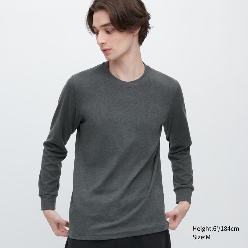T Shirts Uniqlo HEATTECH Ultra Warm Crew Neck Long-Sleeve Homme Grise | 9881483