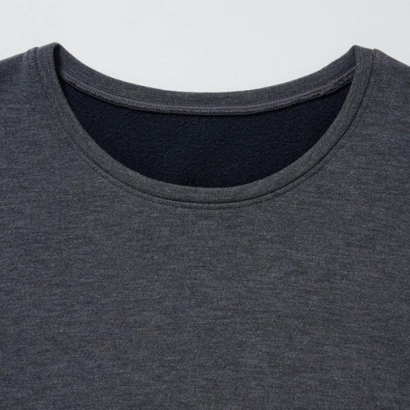 T Shirts Uniqlo HEATTECH Ultra Warm Crew Neck Long-Sleeve Femme Grise | 592095