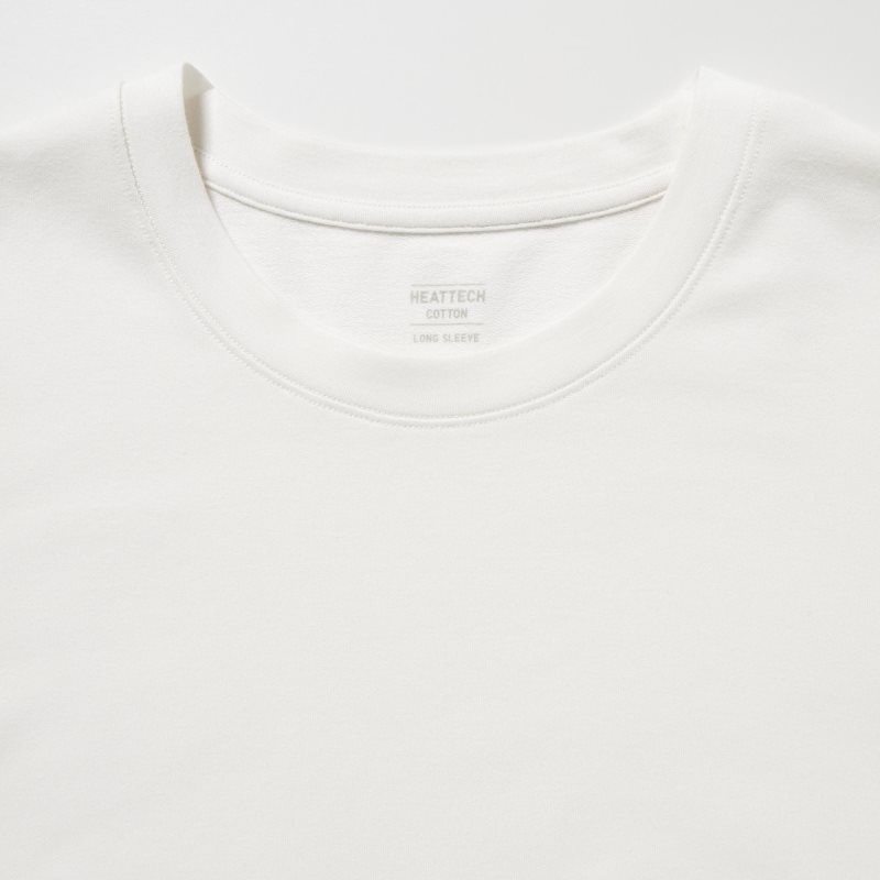 T Shirts Uniqlo Heattech Cotton Crew Neck Extra Warm Homme Blanche | 3894463