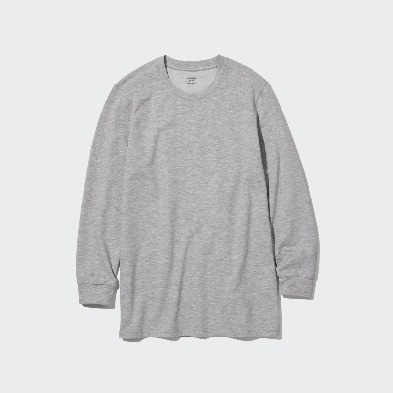 T Shirts Uniqlo Heattech Cotton Crew Neck Extra Warm Homme Grise | 2517605