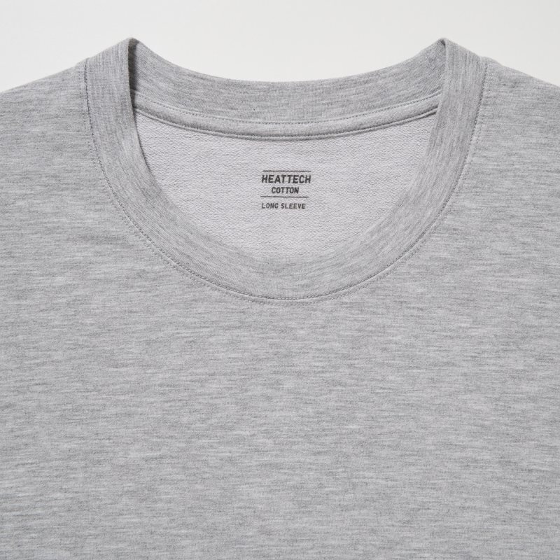 T Shirts Uniqlo Heattech Cotton Crew Neck Extra Warm Homme Grise | 2517605