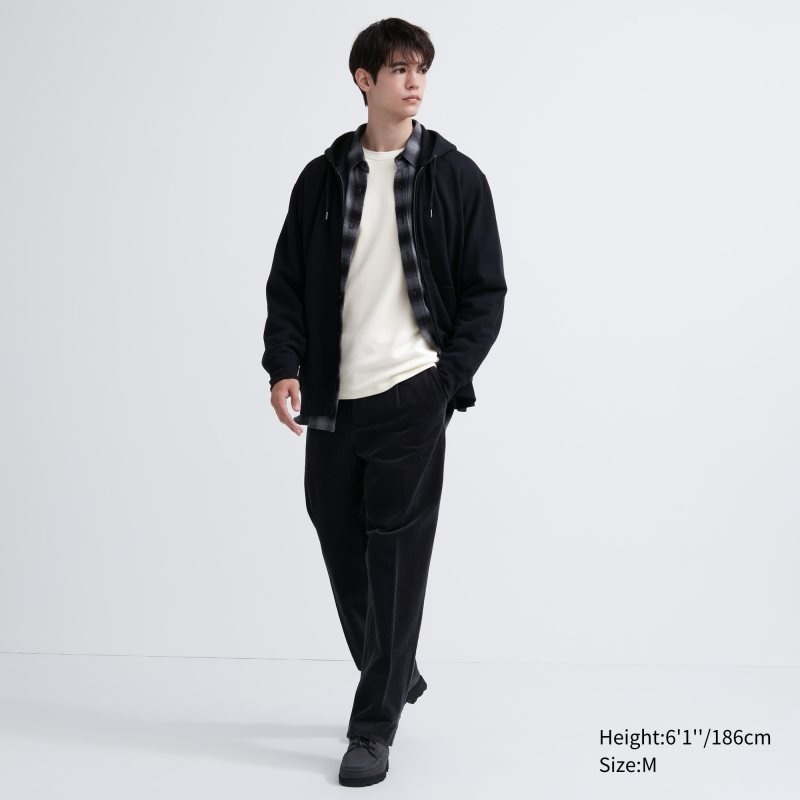 T Shirts Uniqlo Heattech Cotton Waffle Crew Neck Extra Warm Homme Noir | 8710819