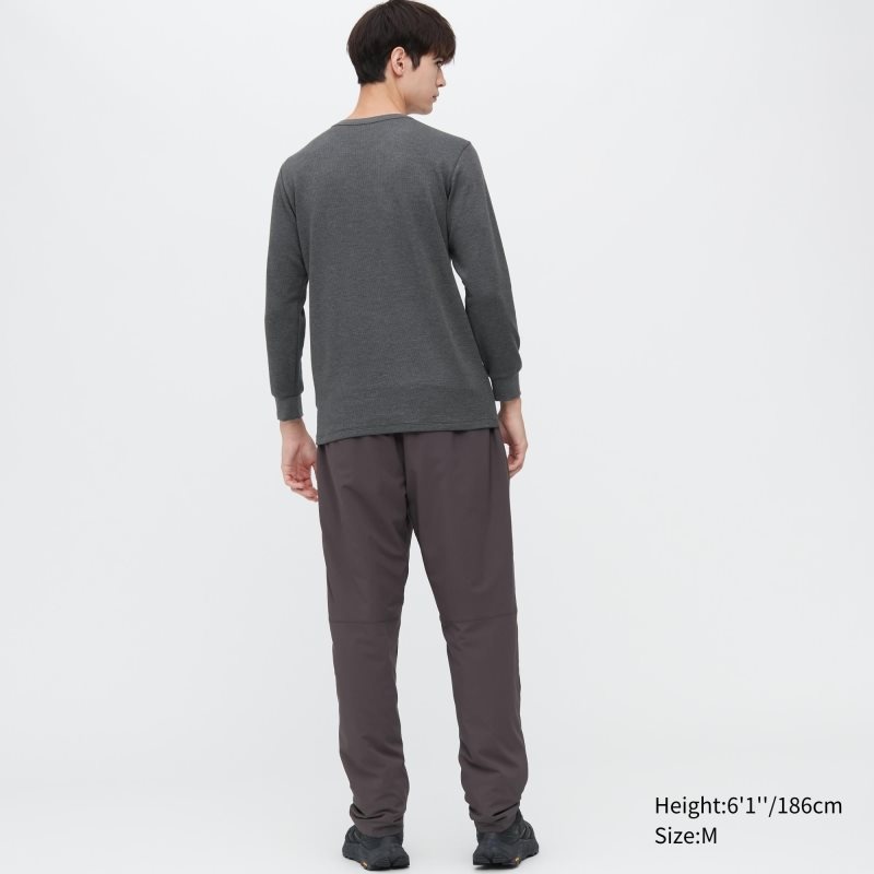 T Shirts Uniqlo Heattech Cotton Waffle Crew Neck Long-sleeve Extra Warm Homme Grise | 7297973