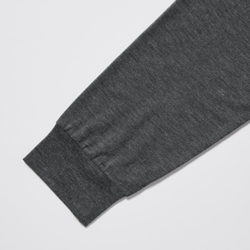 T Shirts Uniqlo Heattech Crew Neck Long-sleeve Homme Grise | 7250486