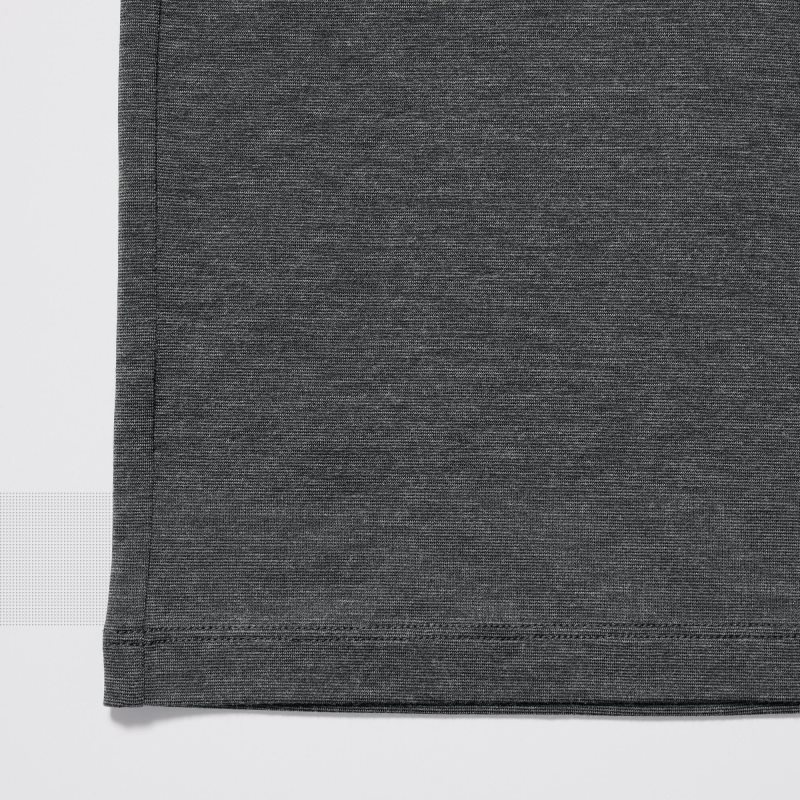 T Shirts Uniqlo Heattech Crew Neck Long-sleeve Homme Grise | 7250486