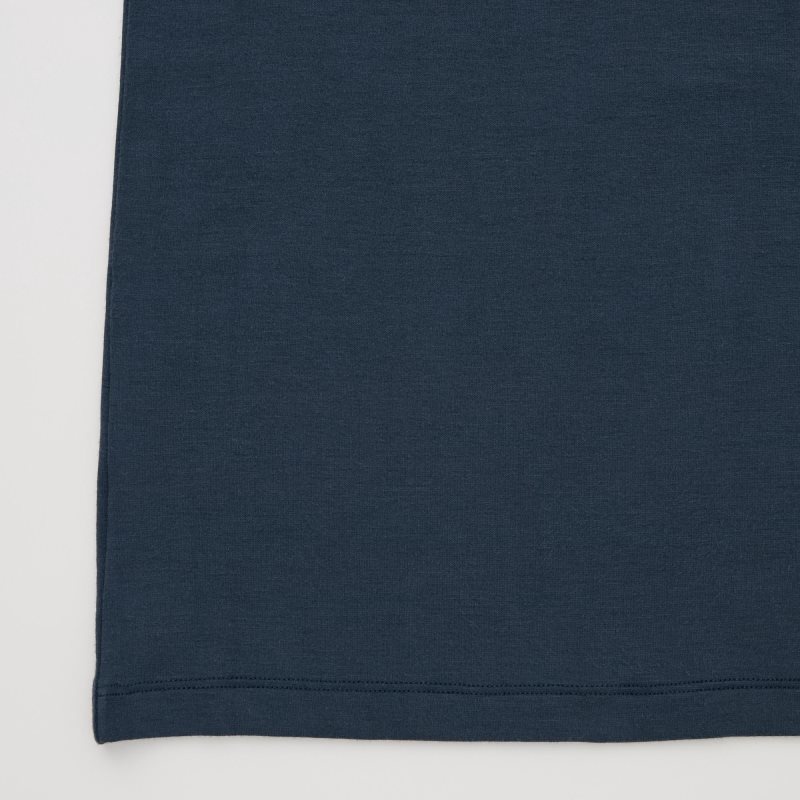 T Shirts Uniqlo Heattech Crew Neck Long-sleeve Homme Bleu Marine | 4055800