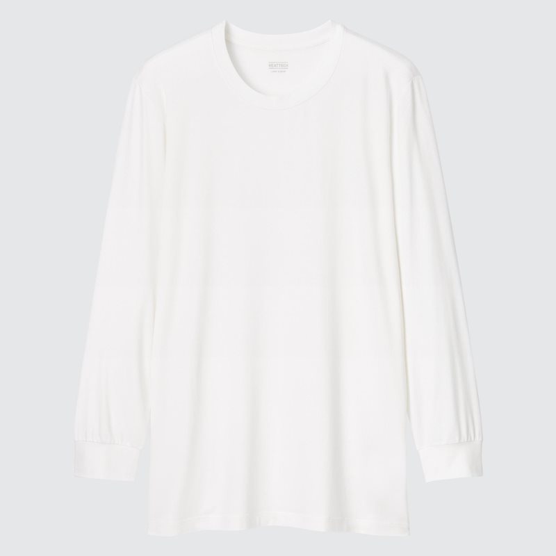 T Shirts Uniqlo Heattech Crew Neck Long-sleeve Homme Blanche | 3114350