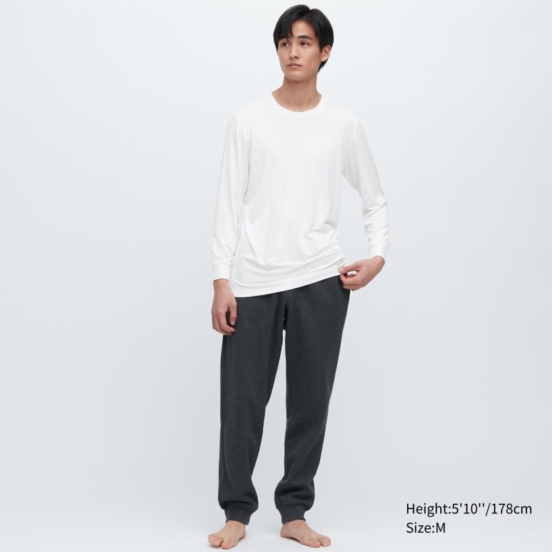T Shirts Uniqlo Heattech Crew Neck Long-sleeve Homme Blanche | 930215