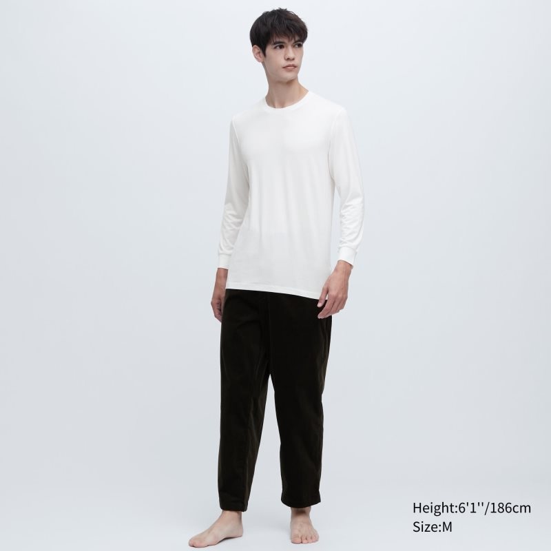 T Shirts Uniqlo Heattech Crew Neck Long-sleeve Homme Blanche | 930215