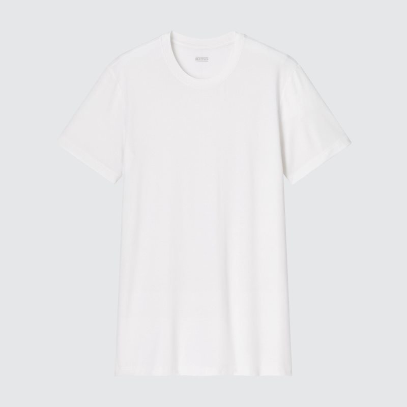 T Shirts Uniqlo Heattech Crew Neck Short-sleeve Homme Blanche | 2559114