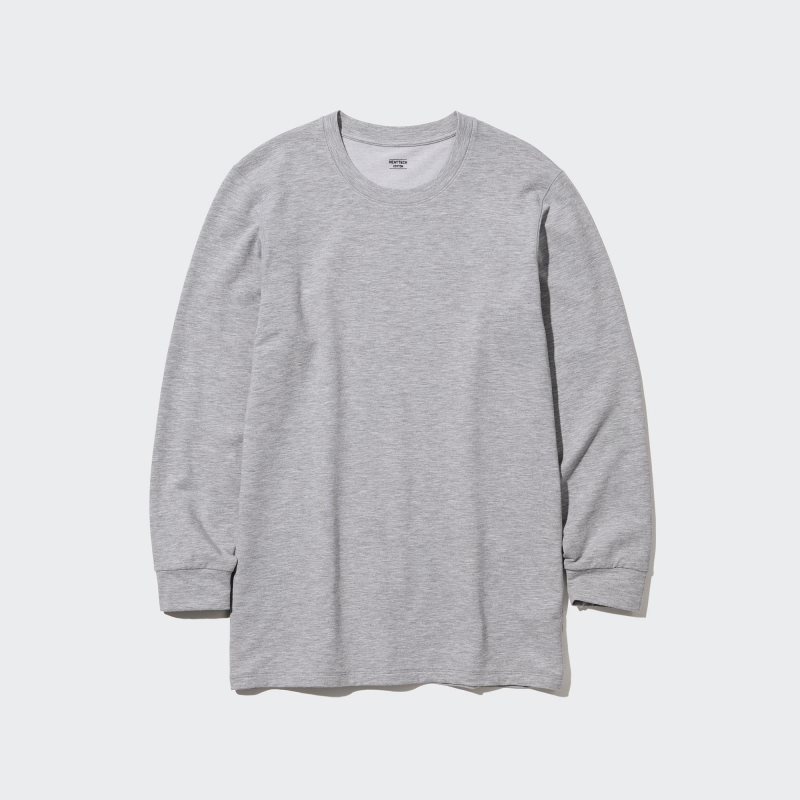 T Shirts Uniqlo Heattech Extra Warm Cotton Crew Neck Homme Grise | 8162111