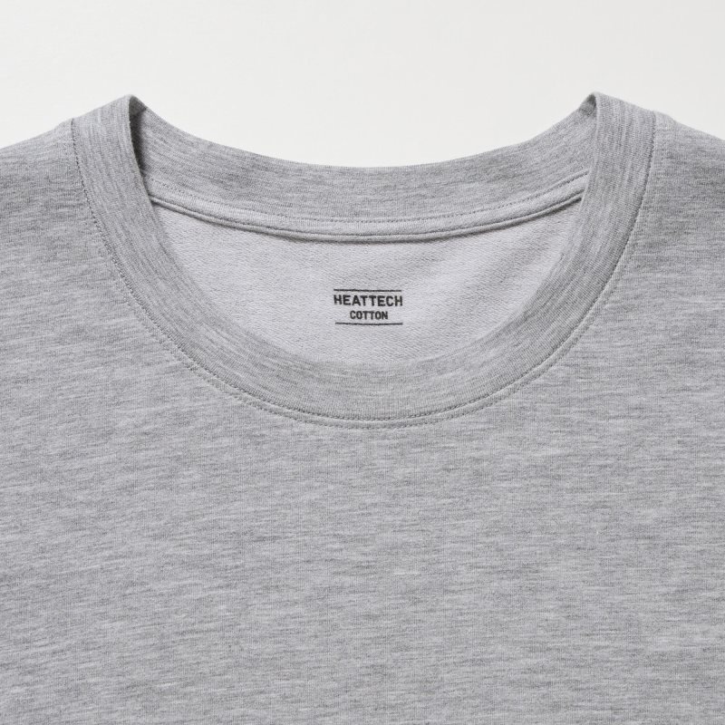 T Shirts Uniqlo Heattech Extra Warm Cotton Crew Neck Homme Grise | 8162111