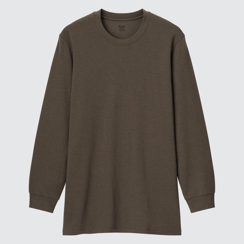T Shirts Uniqlo Heattech Extra Warm Cotton Crew Neck Homme Marron | 8237169