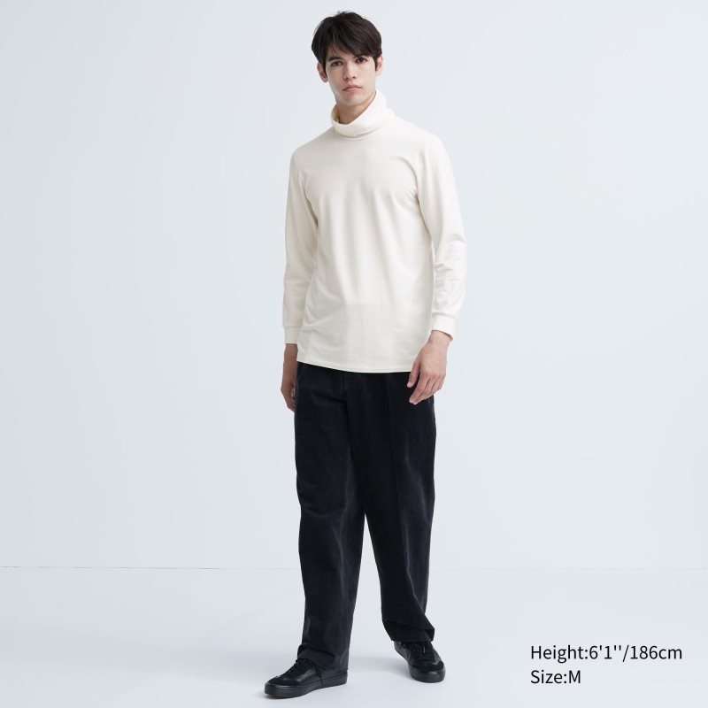 T Shirts Uniqlo Heattech Extra Warm Cotton Turtleneck Homme Blanche | 7419193