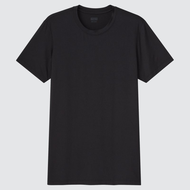 T Shirts Uniqlo Heattech Short-sleeve Homme Noir | 5493879