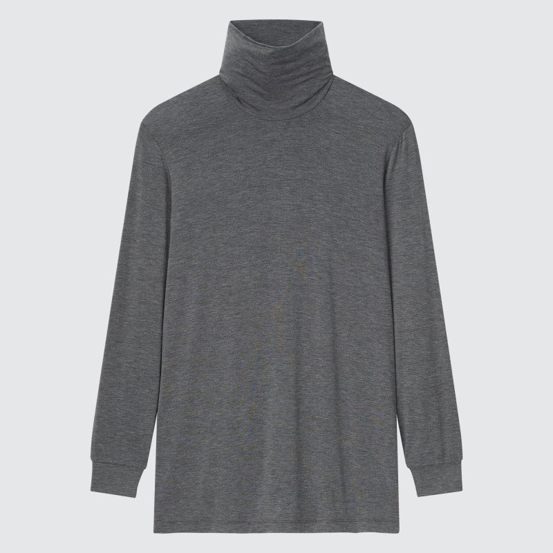 T Shirts Uniqlo Heattech Turtleneck Homme Grise | 4455241