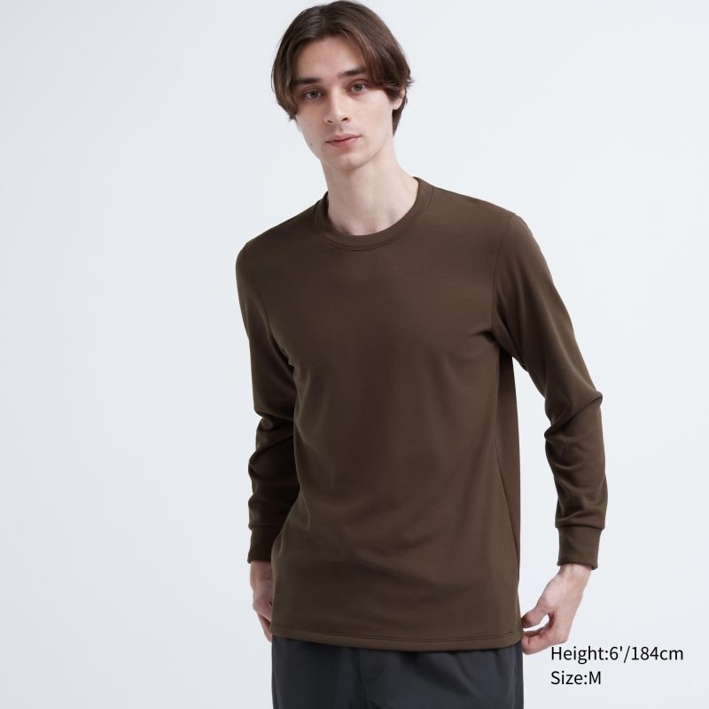 T Shirts Uniqlo Heattech Ultra Warm Crew Neck Homme Marron | 7013788