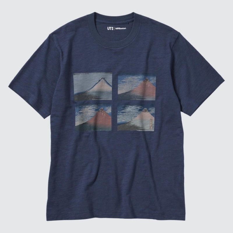 T Shirts Uniqlo Hokusai UT Short Sleeve Femme Bleu | 9143594