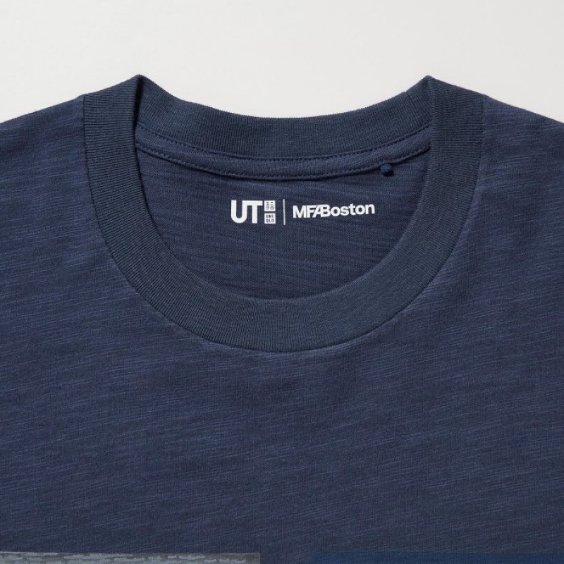 T Shirts Uniqlo Hokusai UT Short Sleeve Femme Bleu | 9143594