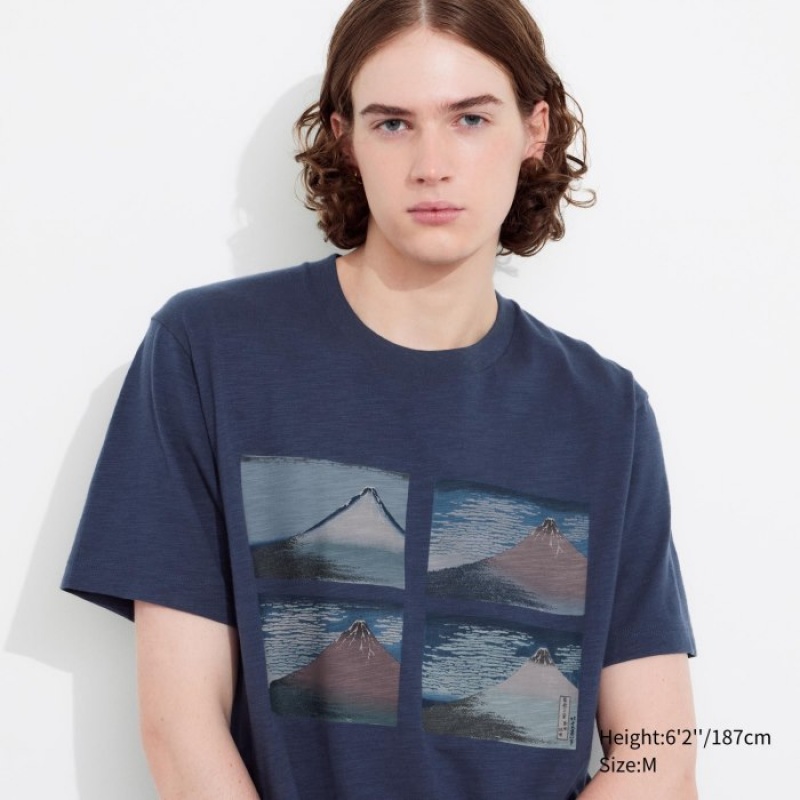 T Shirts Uniqlo Hokusai UT Short Sleeve Femme Bleu | 9143594