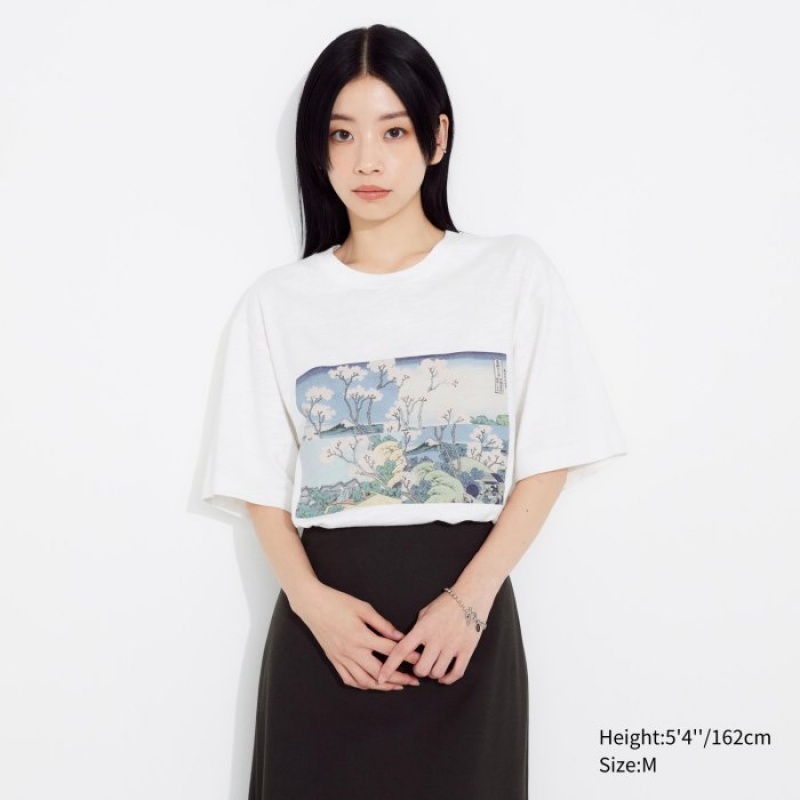 T Shirts Uniqlo Hokusai UT Short Sleeve Femme Blanche | 1539954