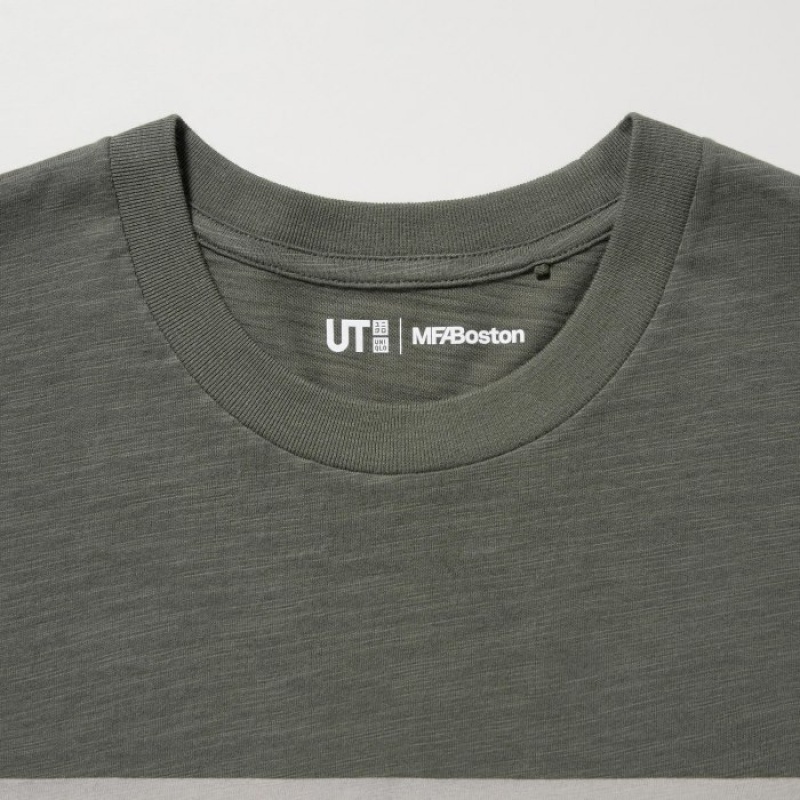 T Shirts Uniqlo Hokusai UT Short Sleeve Femme Vert Olive | 8120422
