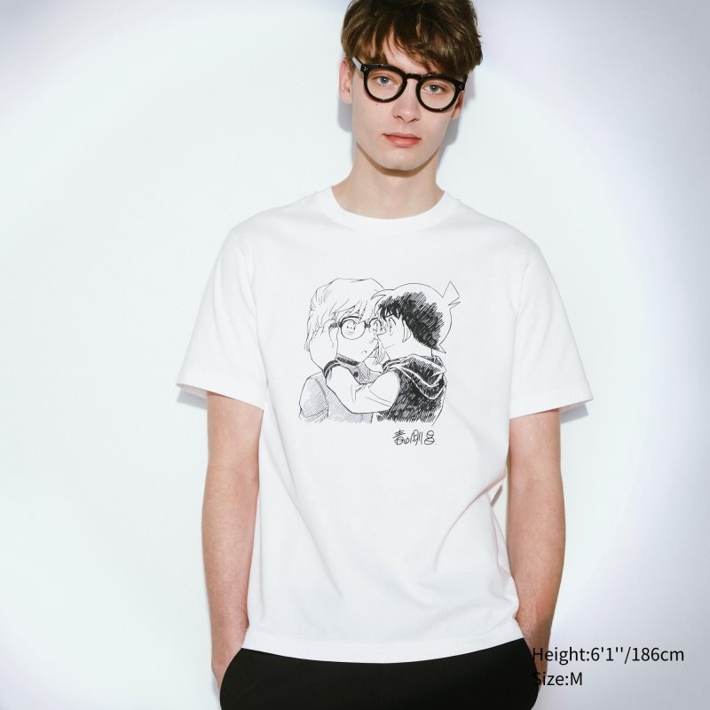 T Shirts Uniqlo Introduction Of Detective Conan Case Closed Ut Short-sleeve Graphic Homme Blanche | 898852