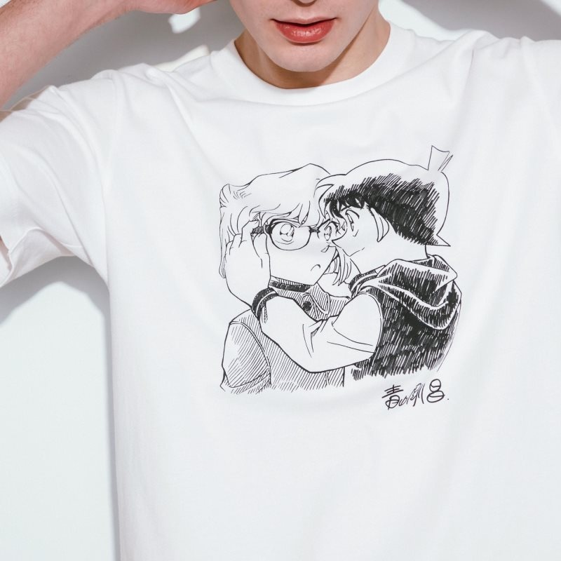 T Shirts Uniqlo Introduction Of Detective Conan Case Closed Ut Short-sleeve Graphic Homme Blanche | 898852